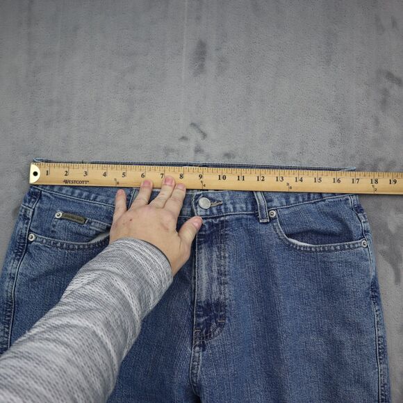 Calvin Klein Jeans Pants Womens 14 Blue Denim Flat Front Pockets High Rise - Picture 3 of 16